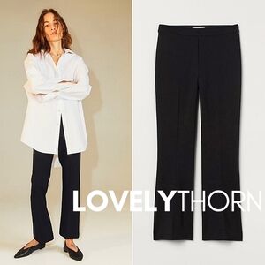 H&M // black mini flare high waist ankle length elastic waist pull on pants